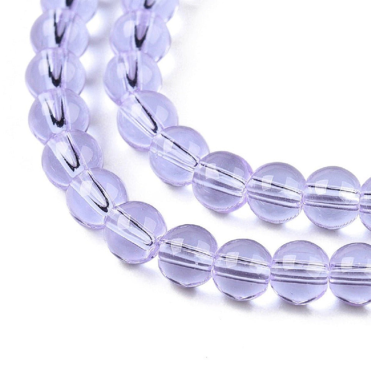 Transparente Glasperler – Lilla, Runde (4mm) - Uniq Perler - 123595