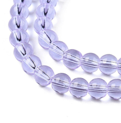 Transparente Glasperler – Lilla, Runde (4mm) - Uniq Perler - 123595