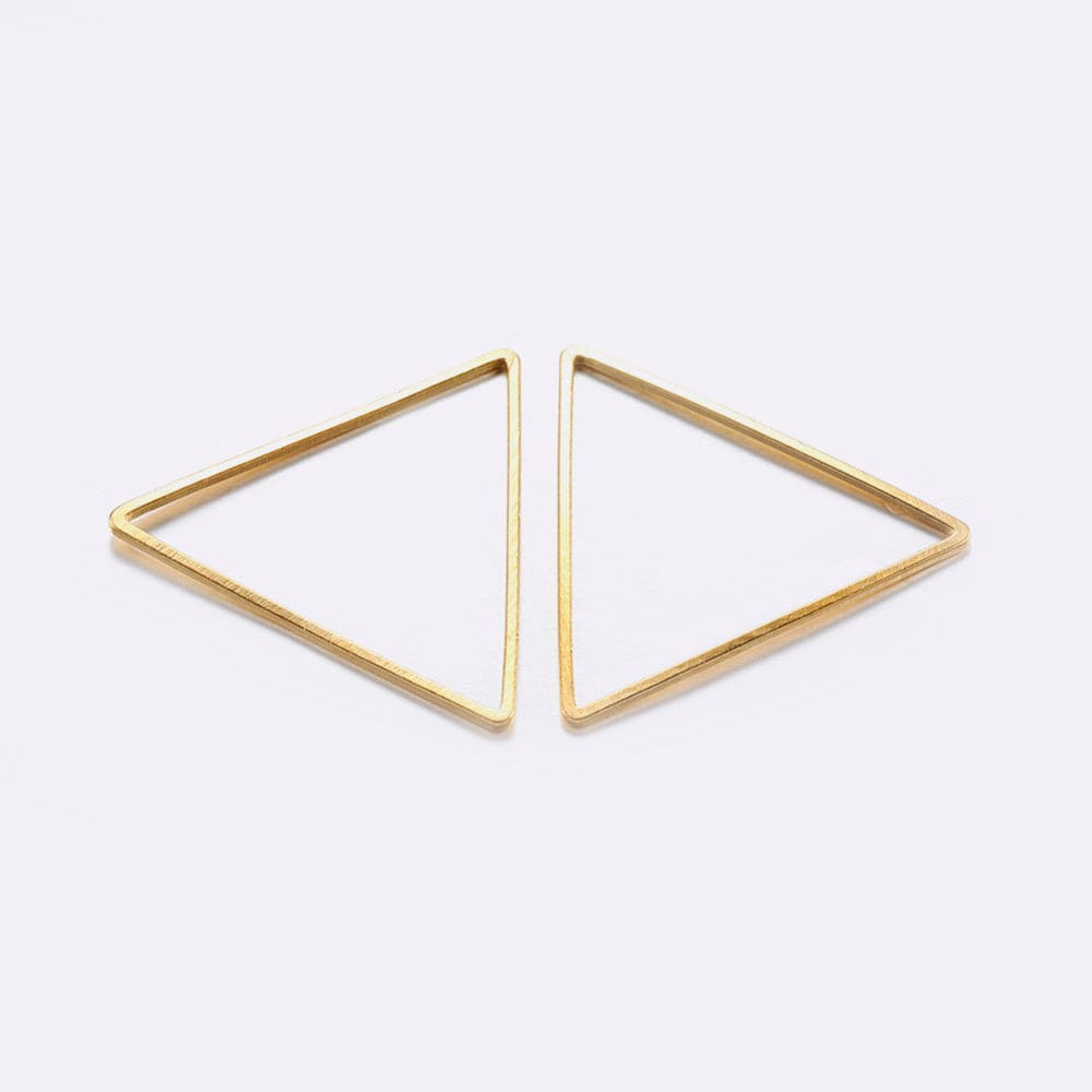 Trekants Mellemled Eller Vedhæng, 18K Forgyldt Messing, 17x20mm,(6 stk) - Uniq Perler - 600848