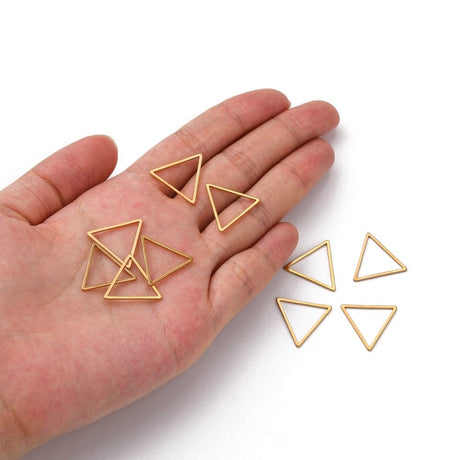 Trekants Mellemled/Vedhæng, Forgyldt Stål, (16x18mm, 6 stk) - Uniq Perler - 111787
