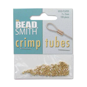 Tube Quetschperlen - 18K Vergoldet Messing (2x2mm, ca. 100 Stück) - Uniq Perler - 790524018048