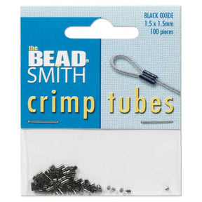 Tube Klemmeperler - Sort (2x2mm, ca. 100 stk) - Uniq Perler - 124362
