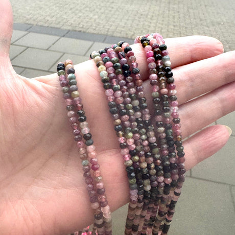 Turmalin Perler – Farve Mix, Facetteret Rondel (4 - 4,5x3,5mm) - Uniq Perler - 0001489623