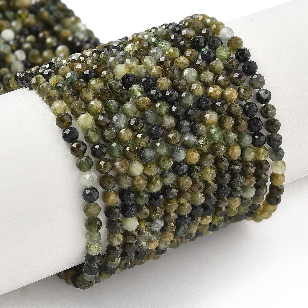Turmalin Perler – Grøn, Facetteret (3mm) - Uniq Perler - 114319