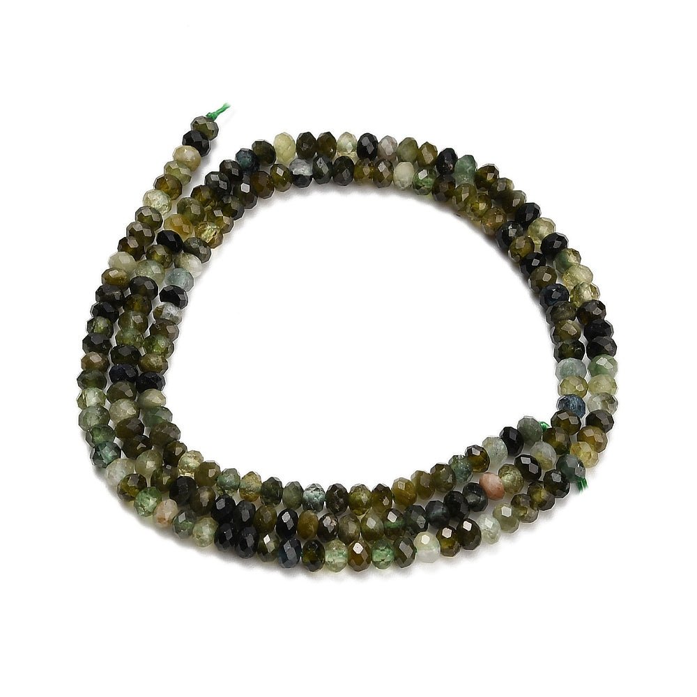 Turmalin Perler – Grøn, Facetteret Rondel (3x2mm) - Uniq Perler - 