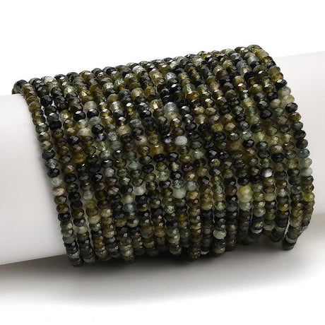 Turmalin Perler – Grøn, Facetteret Rondel (3x2mm) - Uniq Perler - 