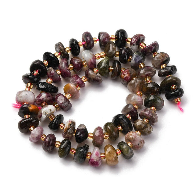 Turmalin Rondel Perler på Streng – Natursten (6x12mm) - Uniq Perler - 