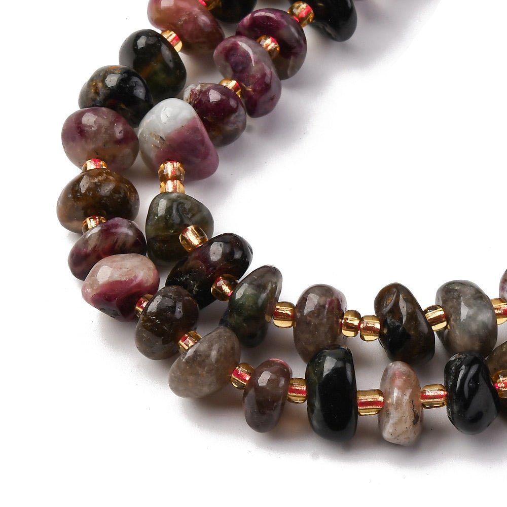 Turmalin Rondel Perler på Streng – Natursten (6x12mm) - Uniq Perler - 