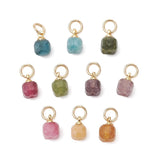 Tourmaline Pendant – Faceted, Color Mix, Gold-plated Steel (8.5x5.5mm) 10 pcs. - Uniq Perler - 