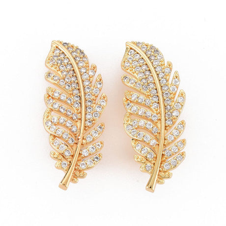 Tvist Lås Med Klare Zirkonia Sten, 18K Forgyldt, 32x12x9 mm - Uniq Perler - 112334