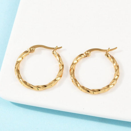 Tvistet Creoler – 18K Forgyldt Stål (25mm) - Uniq Perler - 585843