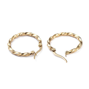 Verdrehtes Creolen – 18K Vergoldet Stahl (25mm) - Uniq Perler - 585843