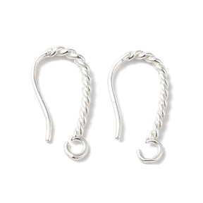Twisted Ear Hooks With Eye, Long-lasting Silver-plated, (18x1.4mm) - Uniq Perler - 489237