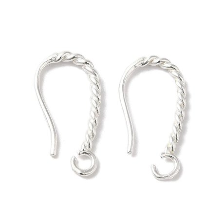 Tvistet Ørekroge Med Øje, Langtidsholdbar Forsølvet, (18x1,4mm) - Uniq Perler - 489237