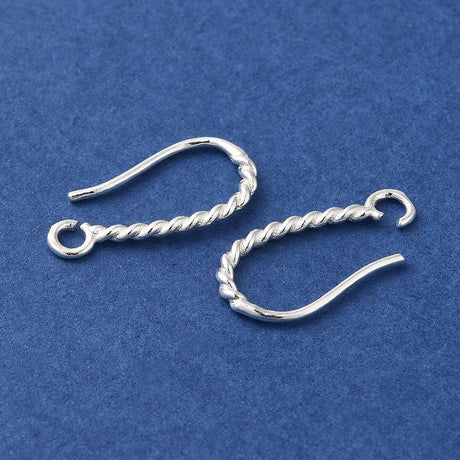 Tvistet Ørekroge Med Øje, Langtidsholdbar Forsølvet, (18x1,4mm) - Uniq Perler - 489237