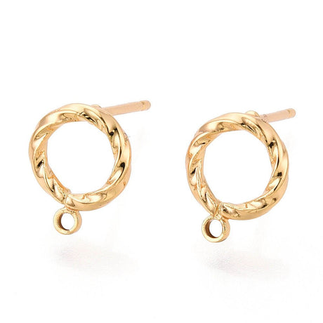 Twistet Ørestikker – 18 Karat langtidsholdbar Forgyldt (10x8mm) - Uniq Perler - 116956