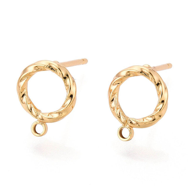 Twistet Ørestikker – 18 Karat langtidsholdbar Forgyldt (10x8mm) - Uniq Perler - 116956