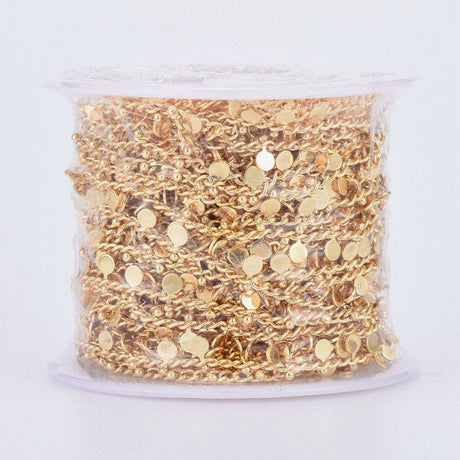 Tynd Panser Kæde Med Runde Vedhæng, 18K Langtidsholdbar Forgyldt, 3x2x1mm - Uniq Perler - 391840