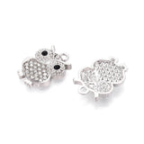 Ugle Vedhæng Med Rhinsten - Platin Farvet (19x14x3,5mm) 4 stk - Uniq Perler - 115813