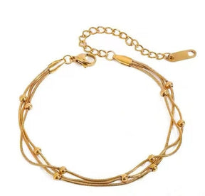 Wasserdichtes 3-fach Armband – Vergoldet Stahl (17+5cm) - Uniq Perler - 115190