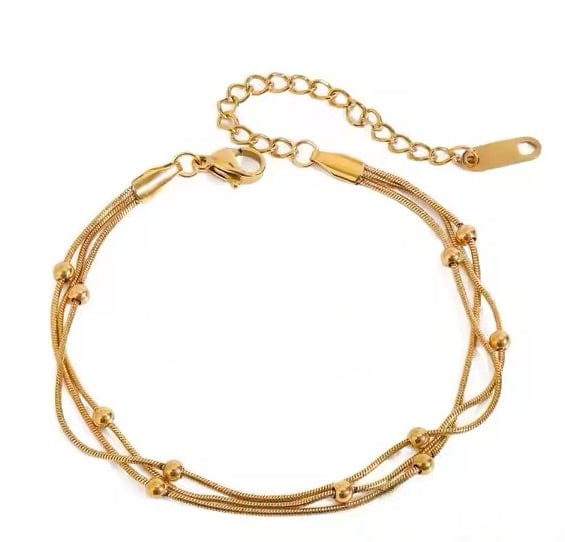 Vandfast 3 Dobbelt Armbånd – Forgyldt Stål (17+5cm) - Uniq Perler - 115190