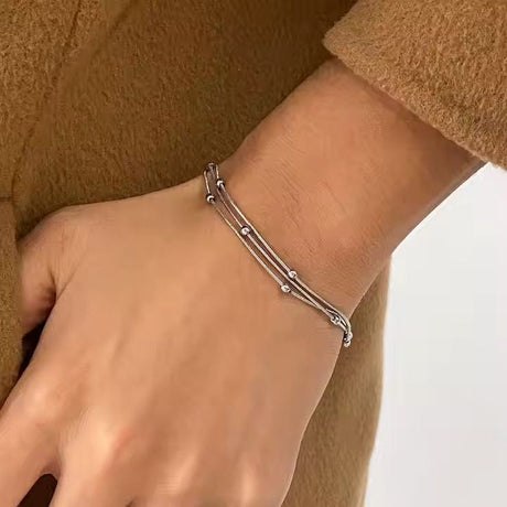 Vandfast 3 Dobbelt Armbånd – Stål (17+5cm) - Uniq Perler - 115191