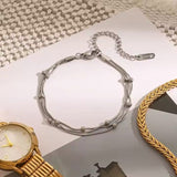 Vandfast 3 Dobbelt Armbånd – Stål (17+5cm) - Uniq Perler - 115191