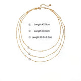 Vandfast 3 i Én Halskæde, 18K Forgyldt Stål Halskæde (42 - 50 cm.) - Uniq Perler - 115188