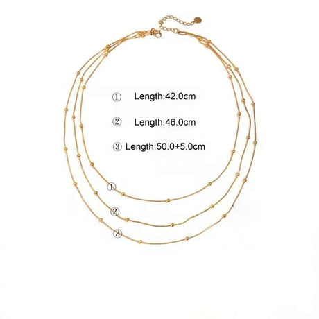 Vandfast 3 i Én Halskæde, 18K Forgyldt Stål Halskæde (42 - 50 cm.) - Uniq Perler - 115188