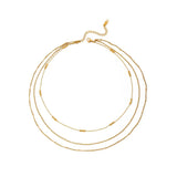 Vandfast 3 I Én Halskæde, 18K Forgyldt Stål - Uniq Perler - 64467