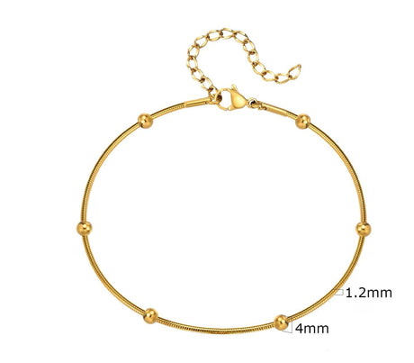 Vandfast Ankelkæde - 18K Forgyldt Stål (21 - 26cm) - Uniq Perler - 115186