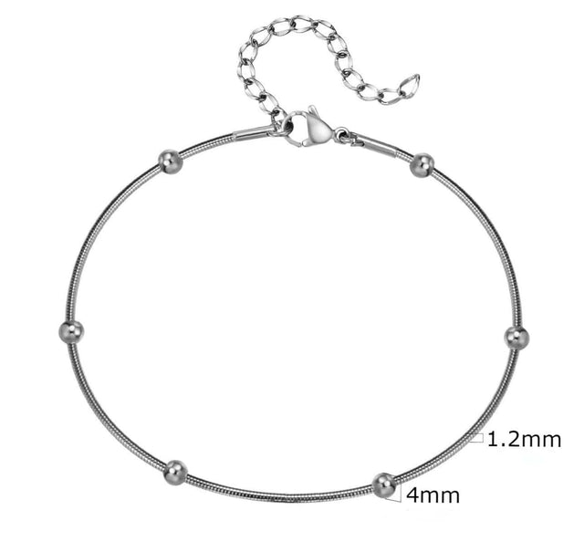 Vandfast Ankelkæde - Stål (21 - 26 cm) - Uniq Perler - 115187