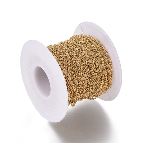 Vandfast Anker Kæde – 18K Forgyldt Stål (2x1,5x0,4mm), 25m - Uniq Perler - 620352