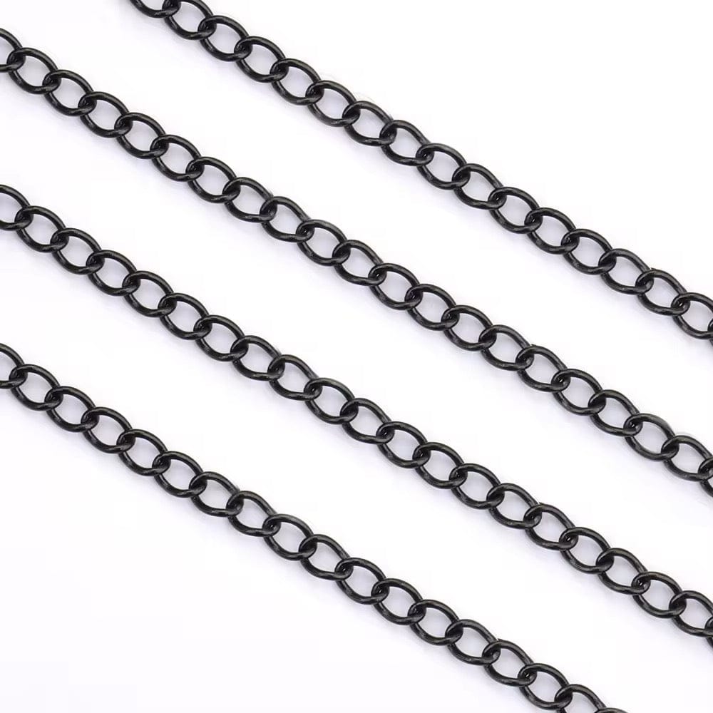 Vandfast Anker Kæde, Sort, Stål, 4mm, 1m - Uniq Perler - 17347