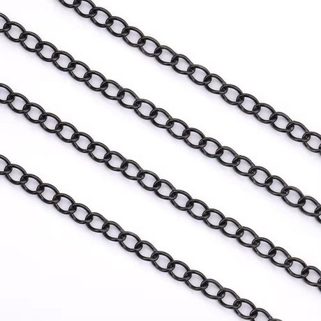 Vandfast Anker Kæde, Sort, Stål, 4mm, 1m - Uniq Perler - 17347