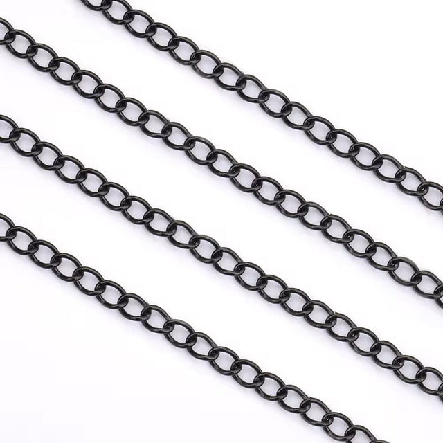 Vandfast Anker Kæde, Sort, Stål, 4mm, 1m - Uniq Perler - 17347