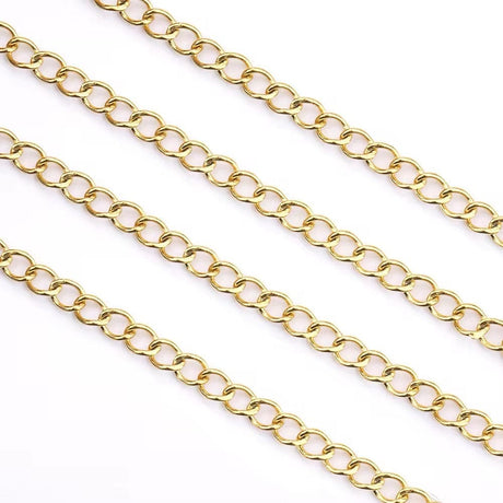 Vandfast Ankerkæde, 18K Forgyldt Stål, 2,5mm, (1m) - Uniq Perler - 588822