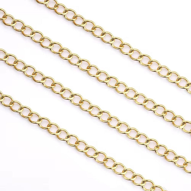 Vandfast Ankerkæde, 18K Forgyldt Stål, 2,5mm, (1m) - Uniq Perler - 588822