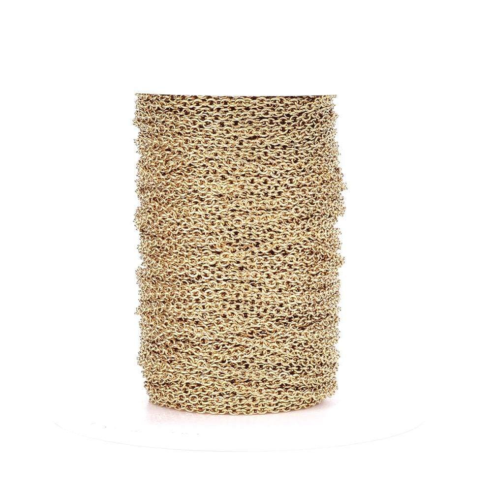 Vandfast Ankerkæde - Forgyldt Stål (2x1.5x0.4mm, 10m) - Uniq Perler - 0001489519