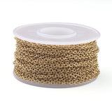 Vandfast Ankerkæde – Forgyldt Stål, Flad Oval (2.5x2x0.5mm), 10m - Uniq Perler - 148920