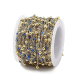 Vandfast Ankerkæde Med Blå Detaljer – Forgyldt Stål (2x1.5mm) 1m - Uniq Perler - 115052