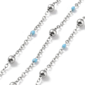 Wasserdichte Ankerkette mit blauen Details – Stahl (2x1,5mm) 1m - Uniq Perler - 115051
