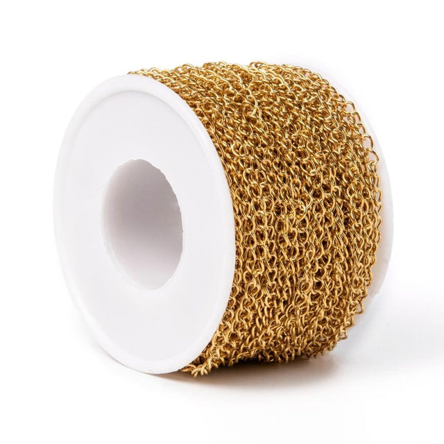 Vandfast Ankerkæde – Rustfrit Stål, 18K Forgyldt (4mm) 25m - Uniq Perler - 922283