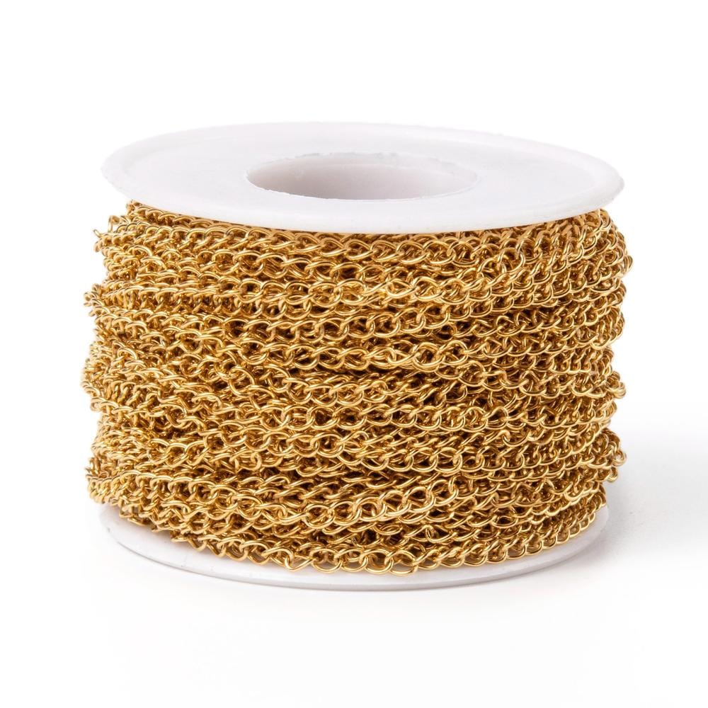 Vandfast Ankerkæde – Rustfrit Stål, 18K Forgyldt (4mm) 25m - Uniq Perler - 922283