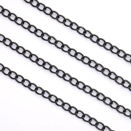 Vandfast Ankerkæde, Sort Stål, 2,5mm, (1m) - Uniq Perler - 125245