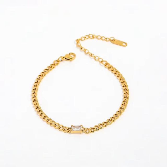 Vandfast Armbånd – 18K Forgyldt Stål Med Zirkonia (16+5cm) - Uniq Perler - 113808