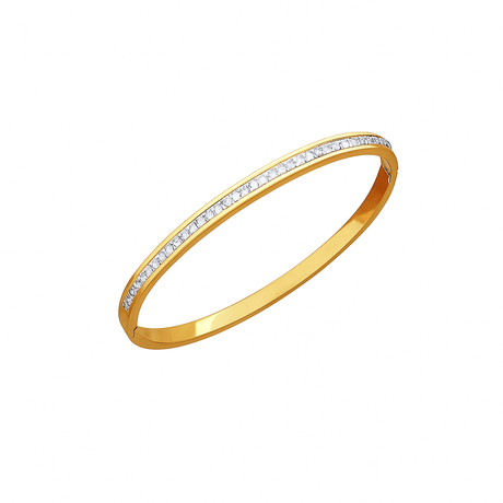 Vandfast Armbånd – Bangle ovalt, 18 K forgyldt stål. - Uniq Perler - 645789