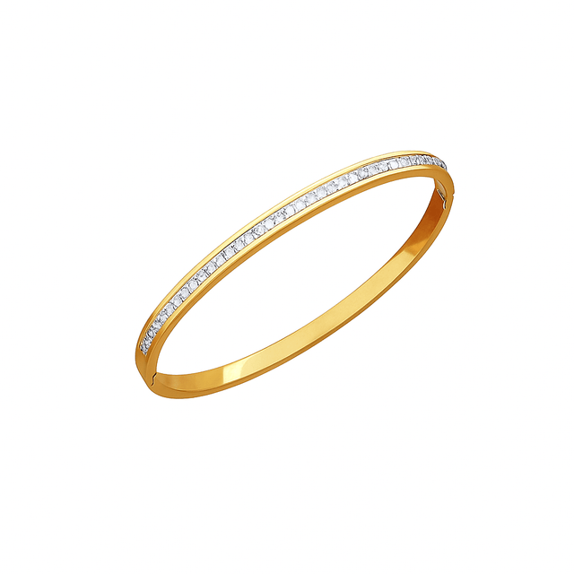 Vandfast Armbånd – Bangle ovalt, 18 K forgyldt stål. - Uniq Perler - 645789