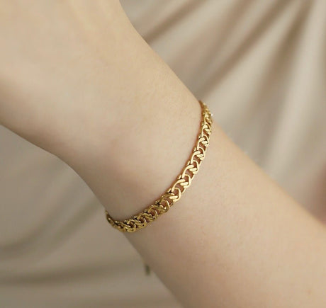 Vandfast Armbånd – ( Forgyldt Stål 15+5 cm) - Uniq Perler - 