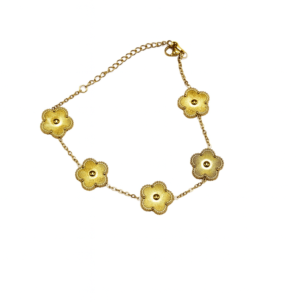 Vandfast Armbånd – Forgyldt Stål, Blomsterdesign - Uniq Perler - 879009